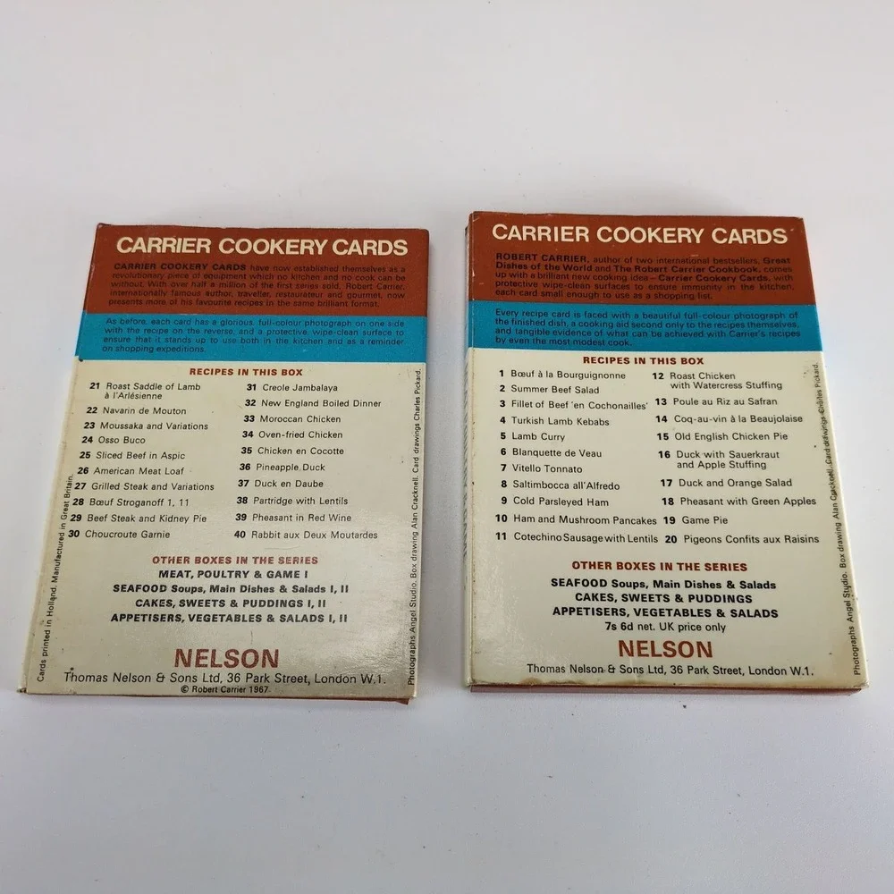 Vintage 1967 Robert Carrier Cookery Cards Meat Poultry & Game 39 Recipes British